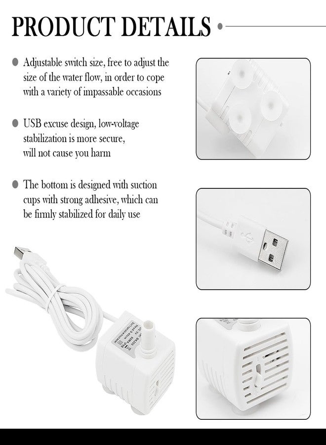 LCJAOF Replacement Pump for Pet Drinking Fountains, Quiet DC Brushless Motor, USB Powered, Mini Cat Water Dispenser, White, ABS Material, Above Ground, 5V, Pet Pump - Image 3